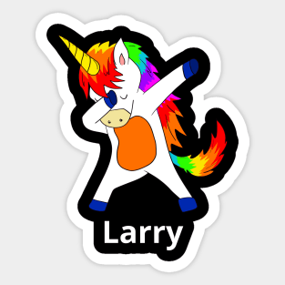 Larry First Name Personalized Dabbing Unicorn Sticker